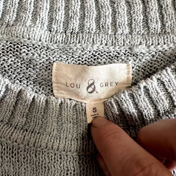 Lou & Grey Womens Light Blue Leopard Knit Sweater Small - Picture 3 of 5